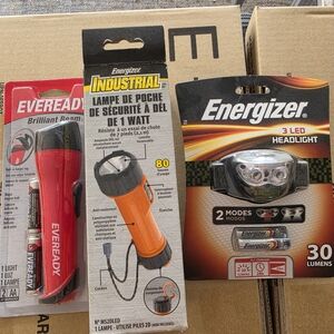 Energizer 3-LED Headlight & Assorted Flashlights - Black, Orange, Red